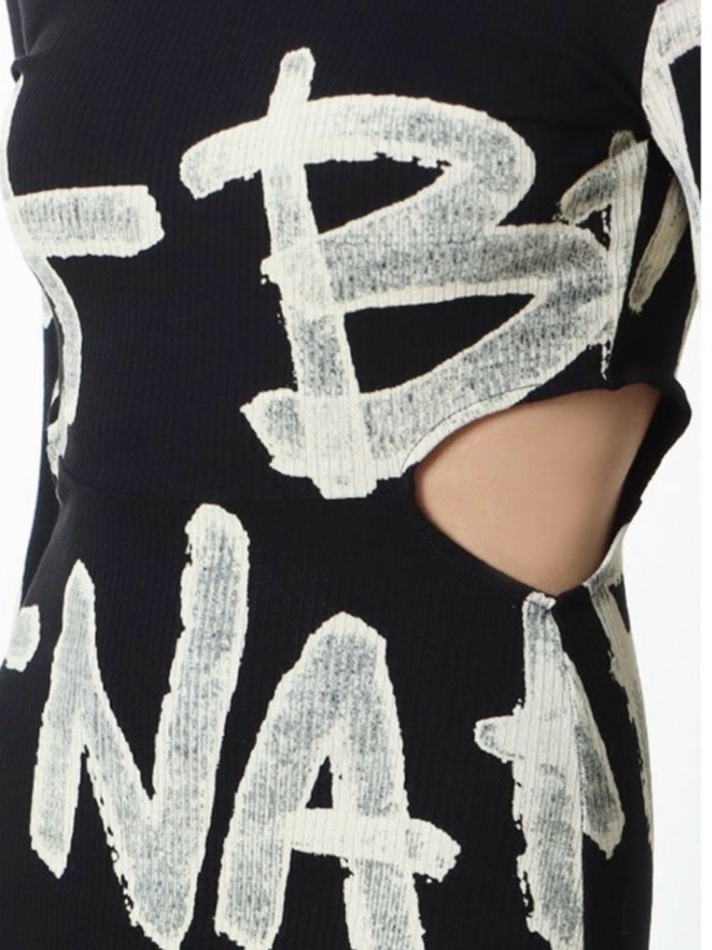 Desigual Manifesto Maya Dress Black & White Graffiti-Print Long Sleeve Bodycon - Picture 8 of 16